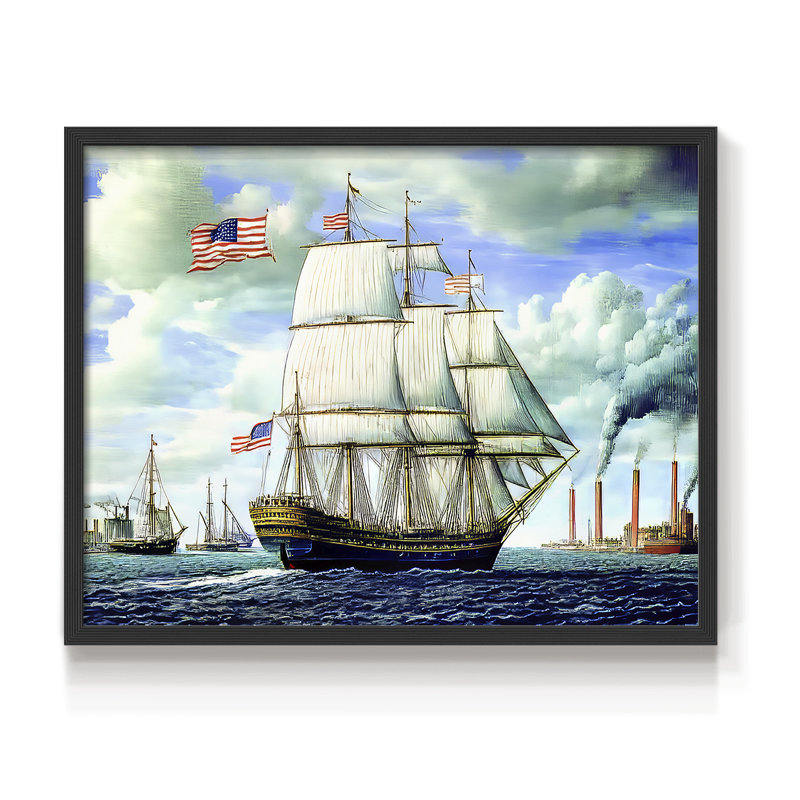 Série nautique-XXXV III - reproduction encadrée - réarmable, H 11 po x l 14 po, Noir