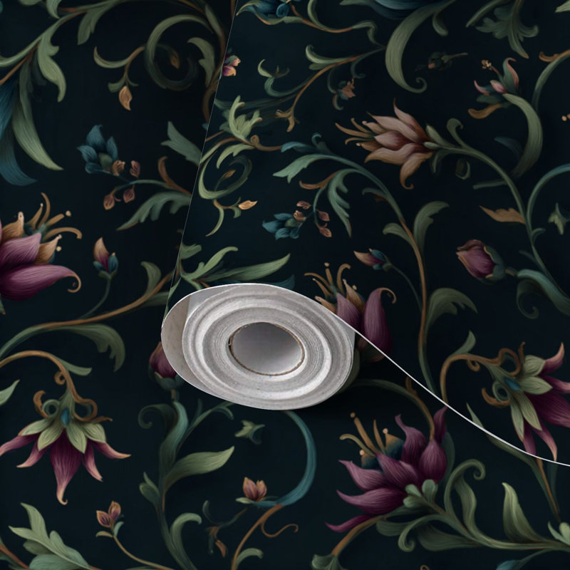 Papier peint auto-adhésif à motif de lignes botaniques élégantes, décorations dorées, auto-adhésif et amovible 17,7 po x 118 po (45 x 300 cm)