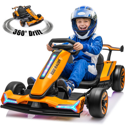 24V Kids Electric Go Kart with Drift Mode, Dual 400W Motors, LED Lights & Bluetooth Music