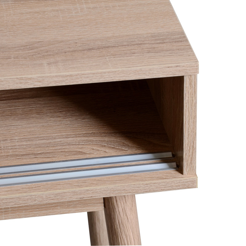 Table d'écriture avec tiroirs Mid-Century, Naturel / Blanc