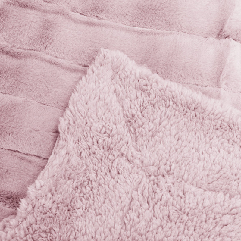 Knitted Blanket, 152.4cm W x 203.2cm L, Rose Smoke