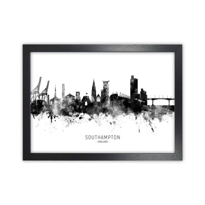 Southampton England Skyline Black White City Name by Michael Tompsett - Print