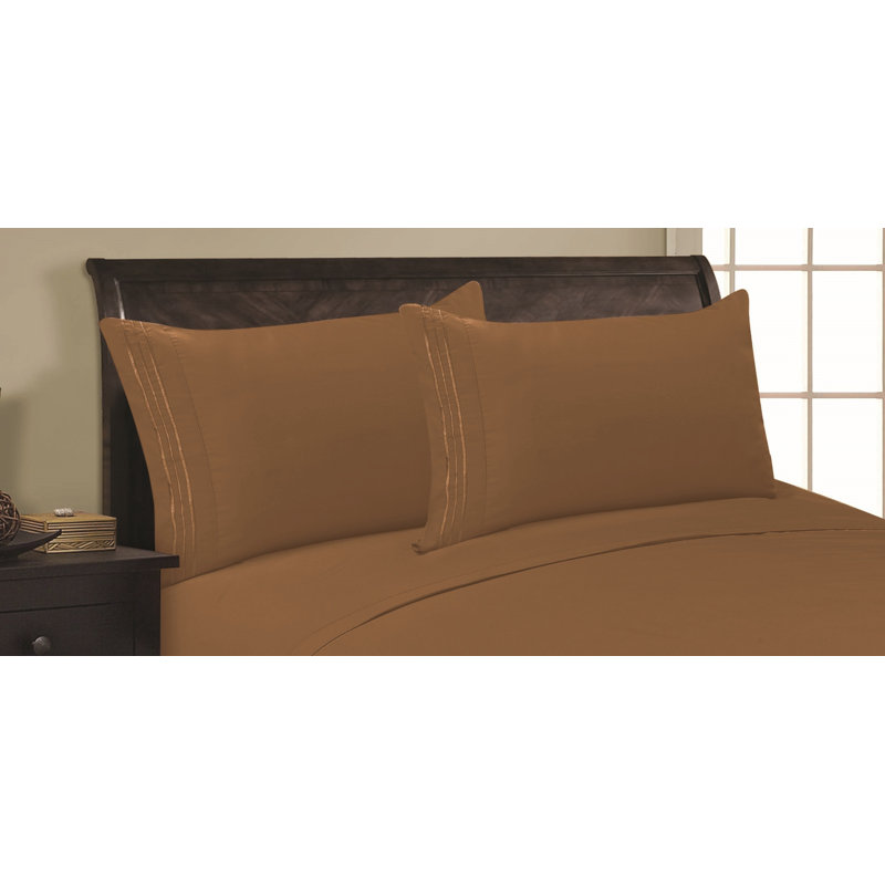  Embossed Stripe Brushed Microfiber Pillowcase Set, Taupe, King Pillowcase