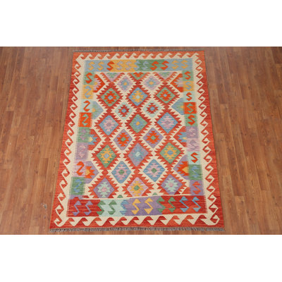 Tapis oriental géométrique Kilim 5 x 7