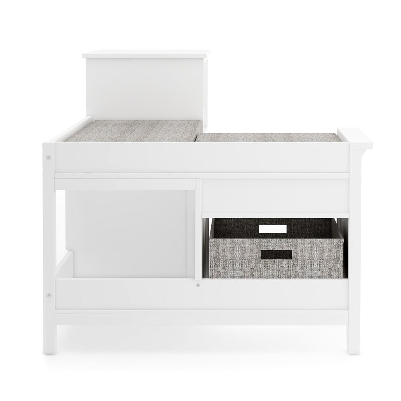 Creamy White Wooden Kids' Corner Reading Nook with Storage Cubes