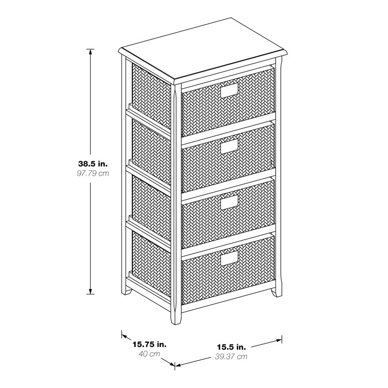 Ottilie 4 Drawer Storage Drawer, White & Natural
