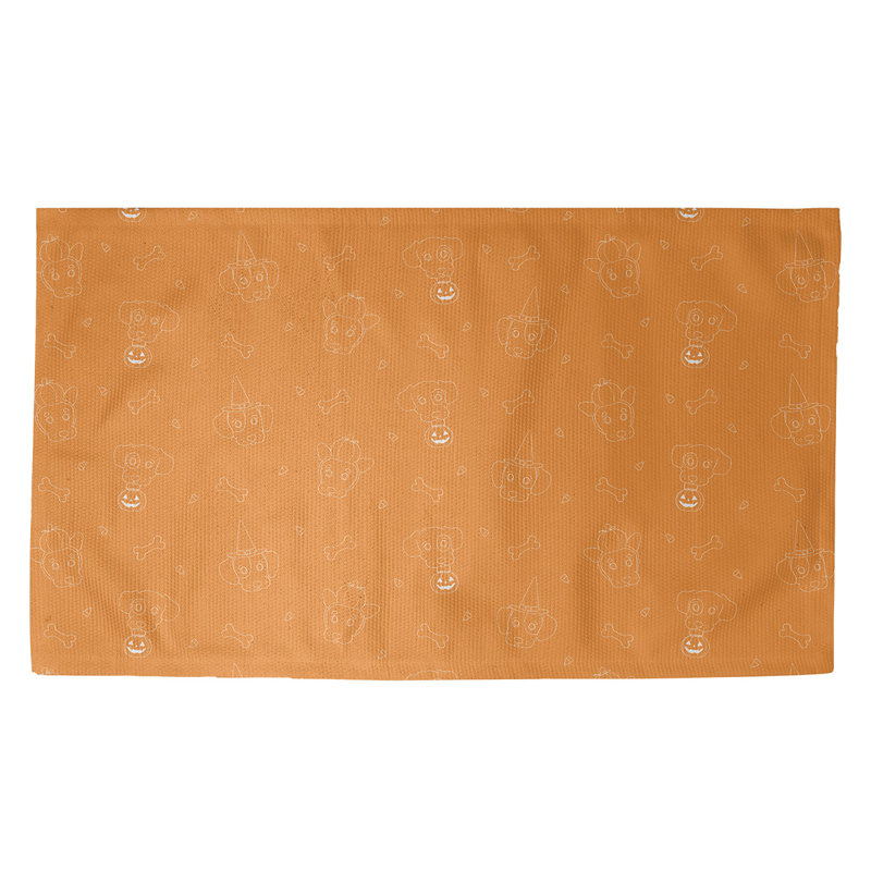 Tapis orange/blanc fait main, Rectangle 3 pi x 5 pi