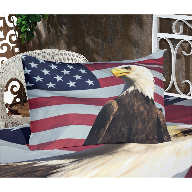 Ambesonne Eagle Fitted Sheet & Pillow Sham Multicolor, California King Sheet Set + 5 Additional Pieces