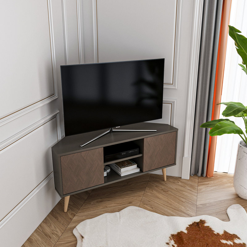 Ibarra Corner TV Stand for TVs up to 55", Galaxy/Vintage