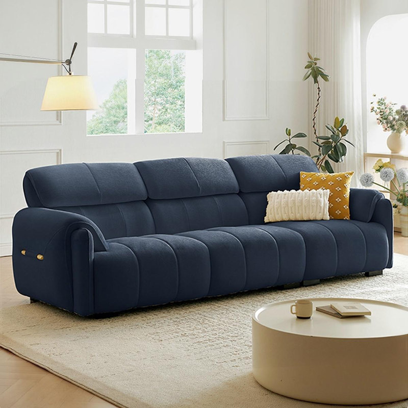 Canapé modulaire bleu en polyester, Blue, H 35,43 po x l 110,24 po x P 41,34 po