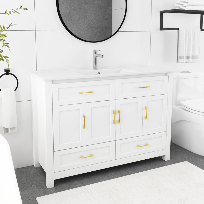 Ensemble de meuble-lavabo 48 po avec lavabo en céramique, Blanc