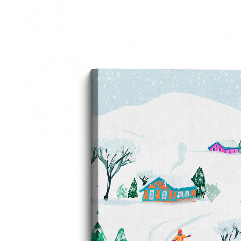 Vibrant Winter Village I Print on Canvas in a Polished Frame, Wrapped Canvas, 18" H x 12" W x 1.25" D