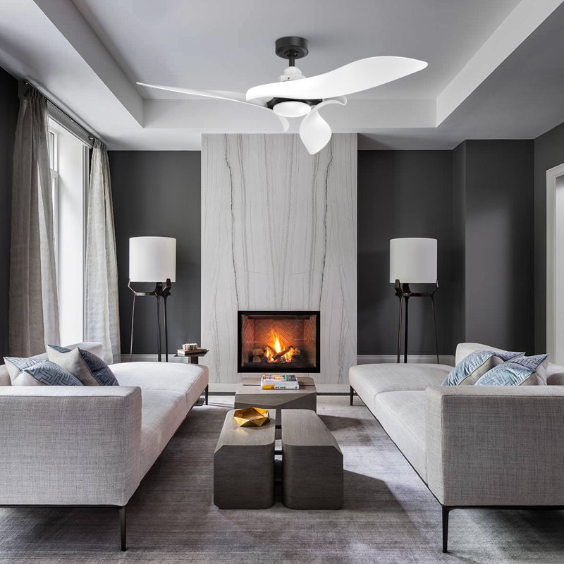 54" 3 - Blade Ceiling Fan With LED Lights And Remote Control Included
