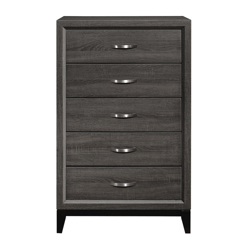 Mobilier de chambre à coucher à poignées en chrome poli avec tiroirs en queue d'aronde de conception contemporaine 1Pc