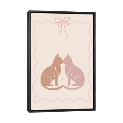 «Two Cats In Love», reproduction d'art sur toile encadrée