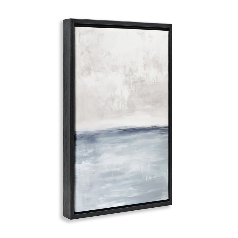 Cadre flottant Winter Zuma Landscape, design par Amanda Tsoukanelis, Cadre flottant noir de jais, H 25 po x l 17 po