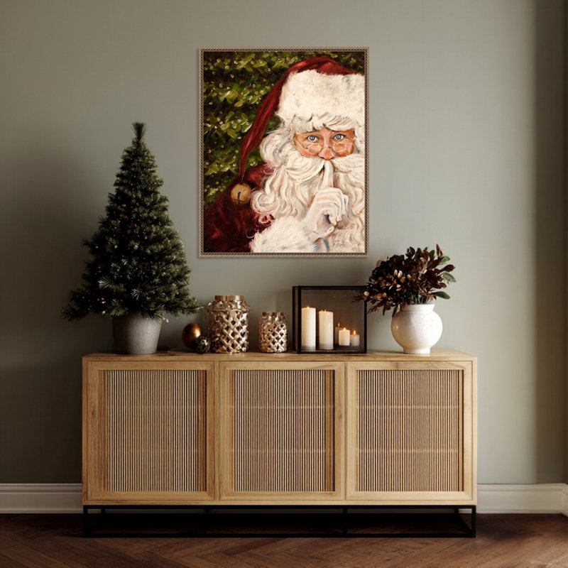 «Secret Santa» par Patricia Pinto, reproduction d'art sur toile encadrée, Doré
