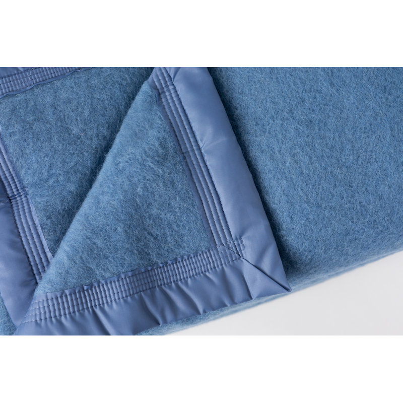 Marine Blue Twin Heavyweight Reversible Wool Blanket