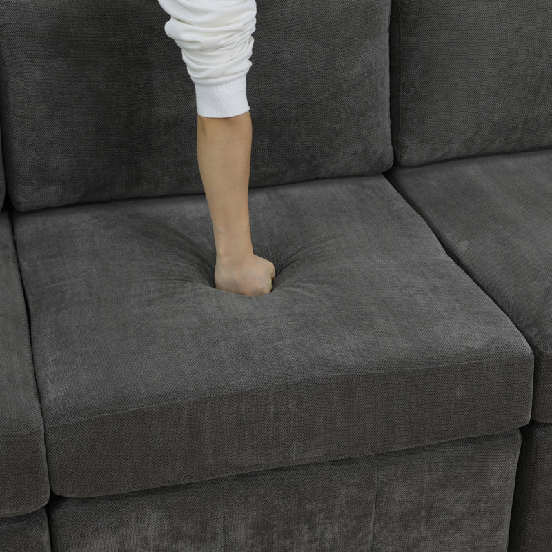 Canapé 102 po en microfibre 3 places avec repose-pieds, H 36 po x l 102 po x P 36 po