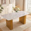Table de salle à manger rectangulaire moderne en verre trempé avec motif en marbre et base en métal doré pour bureau à domicile et salle à manger-231107932-231107935