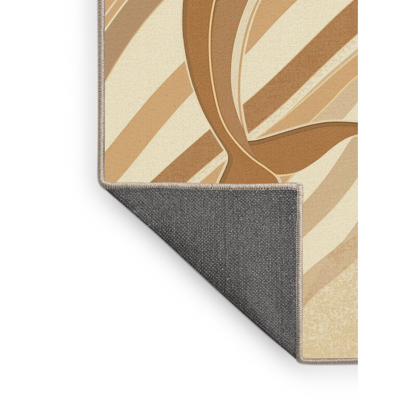 Tapis moelleux moelleux et moelleux en forme de dauphin art déco Glenmoor - beige, 8 x 12