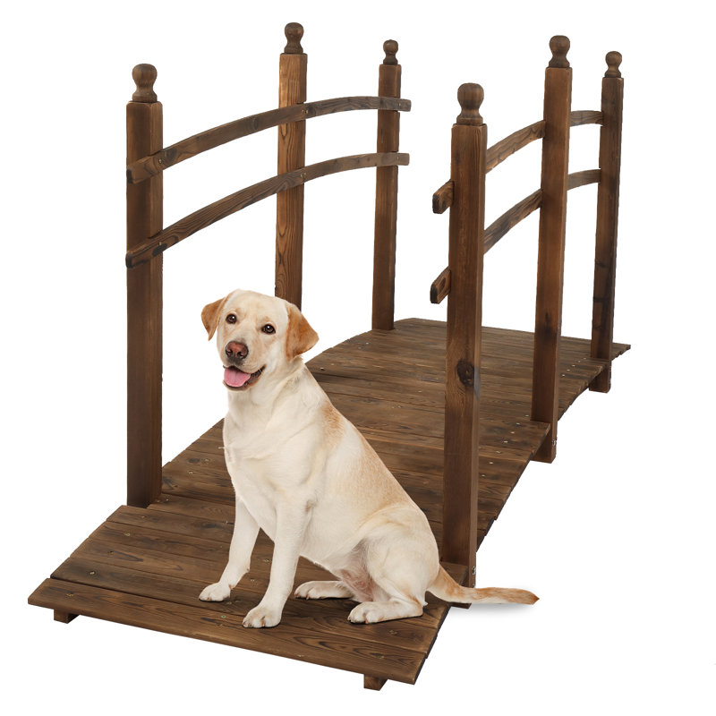 5ft Outdoor Lawn Pond Bridge,Wooden Garden Bridge For Outdoors,Wood Decorative Pond Bridge,Wood Backyard Garden Footbridge,Decorative Landscaping Bridge,with Railings,for Yard Patio Farm (Natural