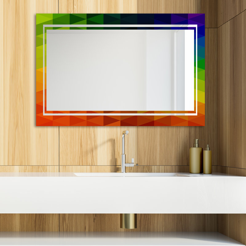 Glam Modern & Contemporary Vanity Mirror, 32" H x 24" W, Triangular Colorfields 4