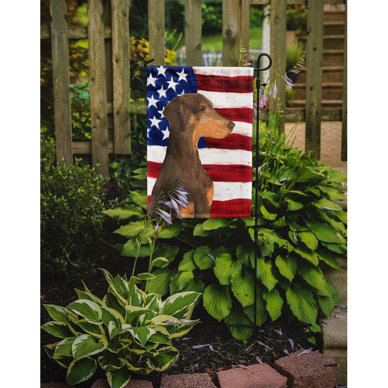 2 côtés en polyester de 2 côtés american drapeau de jardin, Brun dobermann