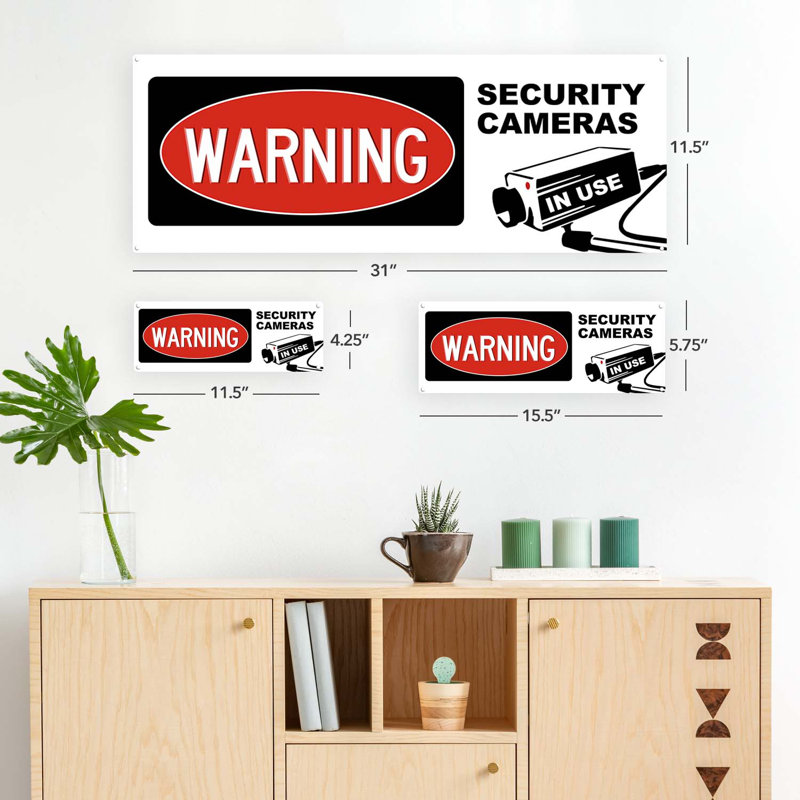 " Warning Security Camera Metal Sign ", 5.75" H x 15.5" W