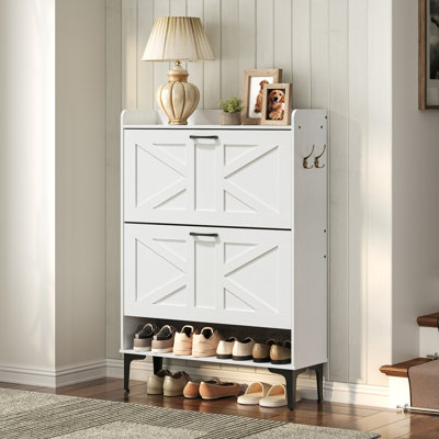 Armoire de rangement pour chaussures 24-32 paires avec 2 tiroirs rabattables