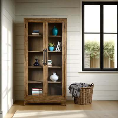 Grand vaisselier Orla, 2 portes en verre, bois récupéré brun antique