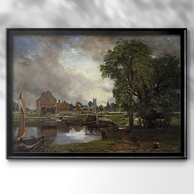 Flatford Mill (scène sur une rivière navigable) - John Constable - Toile tendue avec châssis, 1816-1817, 22,5 x 30,5, Noir