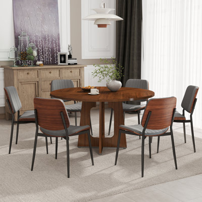 Ensemble de table de salle à manger 47 po, table de cuisine de ferme avec chaises modernes en similicuir
