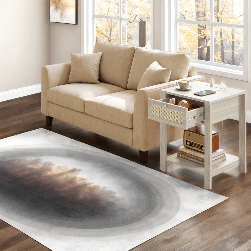 Tables de bout avec rangement et charge, ensemble de chevet moderne en bois aggloméré
