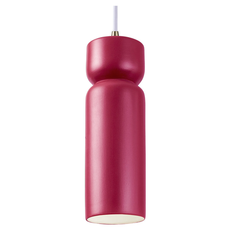 Ashford Ceramic 1-Light Hourglass Pendant, Antique Brass, Cerise