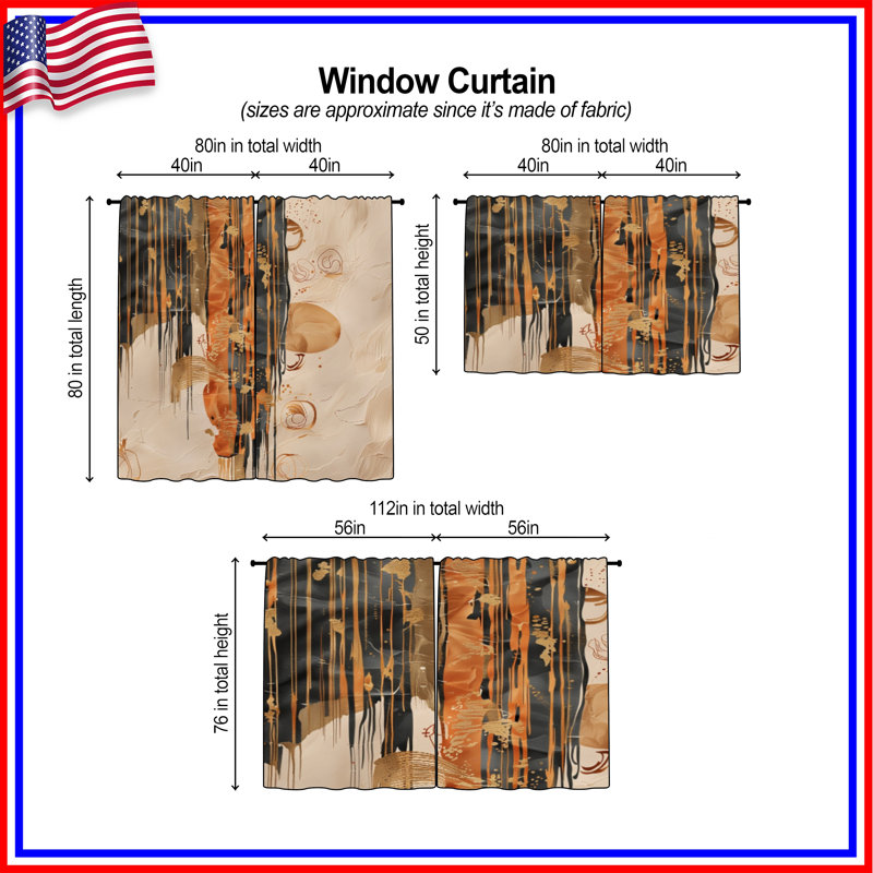 Rideaux de fenêtre texturés goutte à goutte abstraits et transparents - 2 panneaux, 40in x 60in - 2 panels