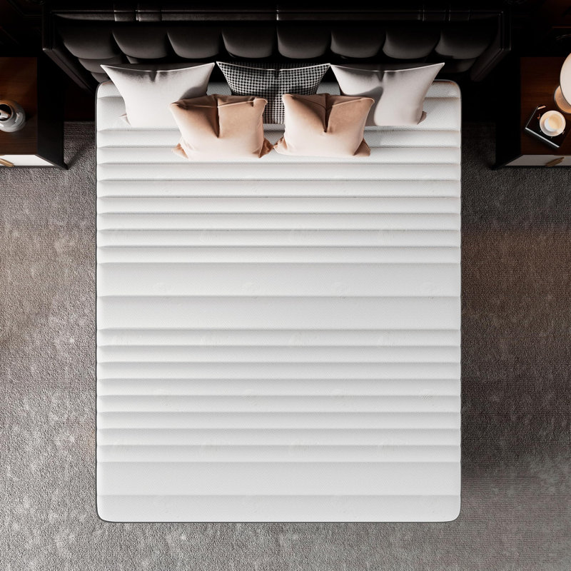 Matelas hybride à ressorts ensachés moyens 10 po / 12 po dans une boîte avec mousse certifiée CertiPUR-US, 12", Grand lit