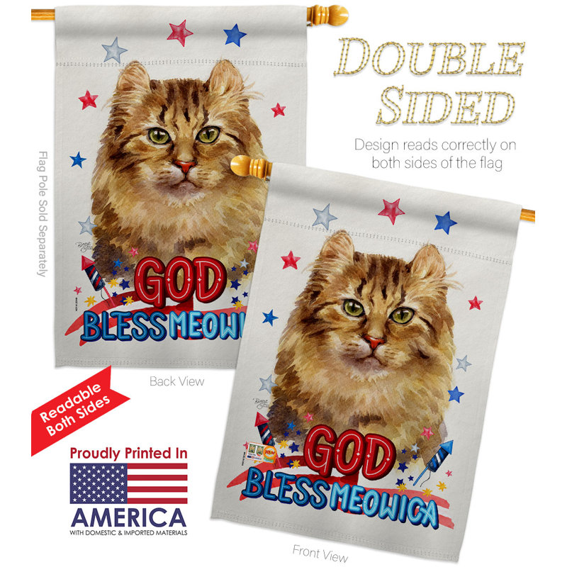 Drapeau de maison patriotique en polyester 40 x 28 po Amerian Cat