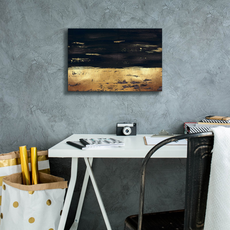Ivy Bronx «Golden Black River» par Svetlana Aleynikova, art mural sur toile, H 12 po x l 18 po