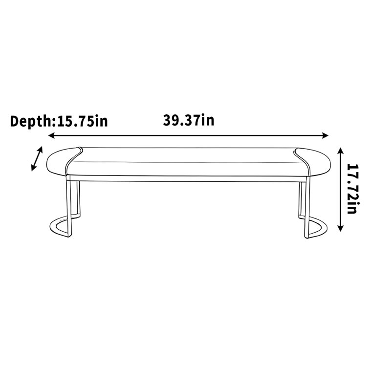 Simple banc vestiaire rembourré confortable, H 17,72 po x l 39,37 po x P 15,75 po