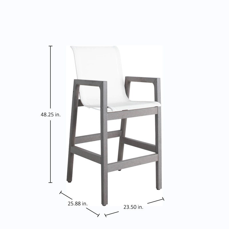 Seashore Wood Outdoor 29.5" Patio Bar Stool, Slate Gray/White