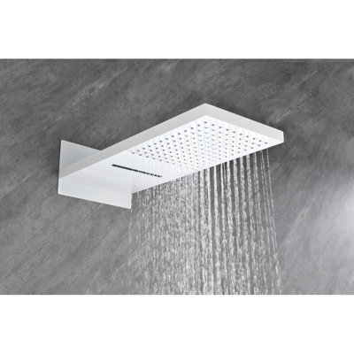 Système de douche en cascade mural avec douche à main et barre coulissante - modes de pluie / cascade à double fonction, buses en silicone autonettoyantes, hauteur / angle réglable, raccordements de tuyau American Standard