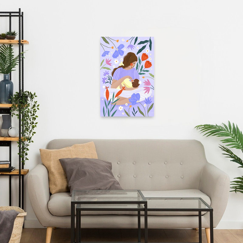Blooming Motherhood Colourful Peaceful Spring Flower Wall Art Print, 24" H x 16" W