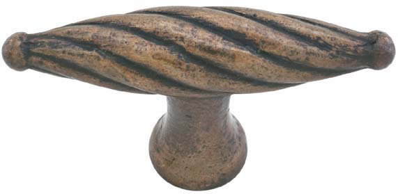 Poignée en T Emtek Tuscany, H 1,75 po x l 0,56 po x P 1,25 po, Patine bronze moyen