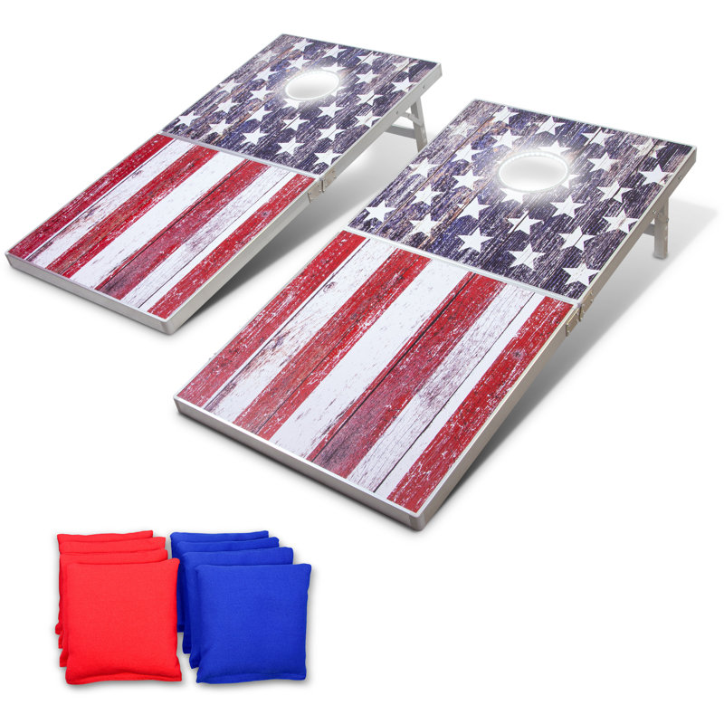Jeu de cornhole GoSports avec drapeau américain à DEL, taille réglementaire