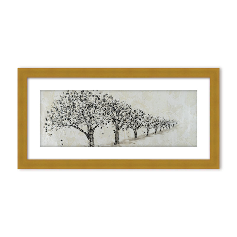 Nature Inspired "Echoes of the Forest" Canvas Wall Art By Karen Biery, 12" H x 24" W, Framed Matted Print, Beige