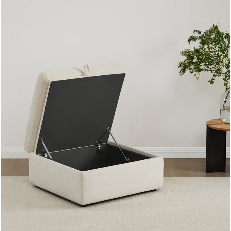 Winfree 33.9" Wide Rectangle Storage Ottoman, Beige