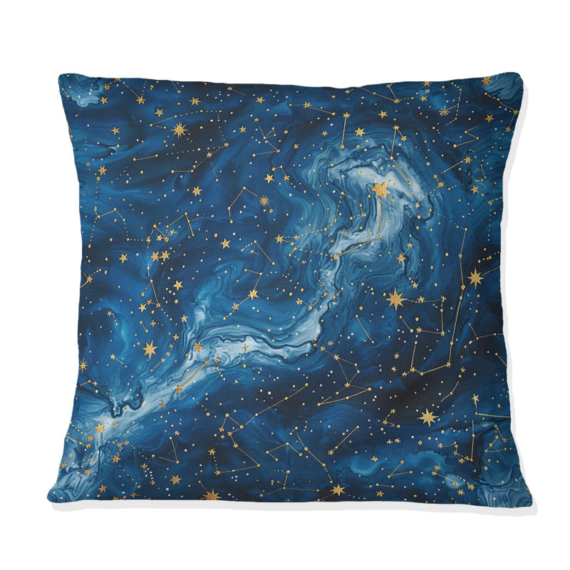 Coussin Blue Gold Space II - Marble, H 16 po x l 16 po
