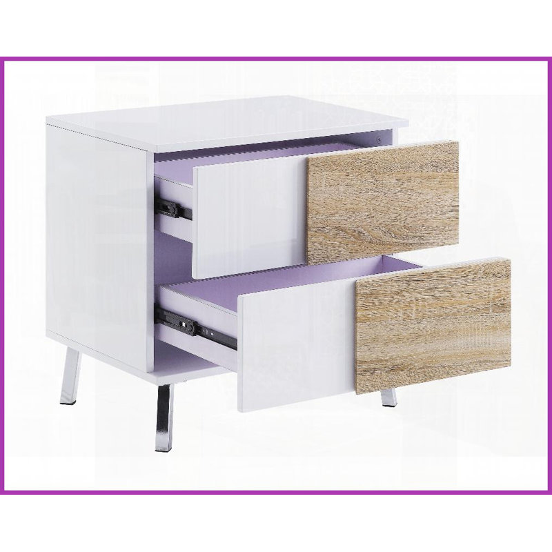 Table basse moderne blanche ultrabrillante Ensemble de tables de bout Verux - Vaste espace de rangement pour le salon