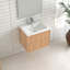 Armoire de salle de bain flottante en bois massif 24 po 24 po, fixée au mur avec 2 tiroirs rainurés, lavabo en résine blanche, style américain, meuble-lavabo de 19,35 po de hauteur, vasque de rangement intégrée, design,